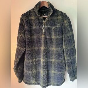 Alpine Sherpa Men’s Size L Blue Green Pullover Sweatshirt quarter Zip Neck Comfy